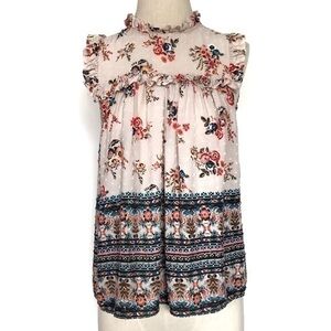 Anthropologie eri + ali Keely Ruffle Floral Top Size Small